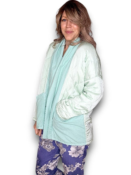 Pale Mint Quilted Wrap Jkt