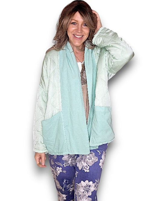 Pale Mint Quilted Wrap Jkt