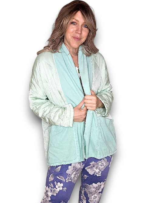 Pale Mint Quilted Wrap Jkt