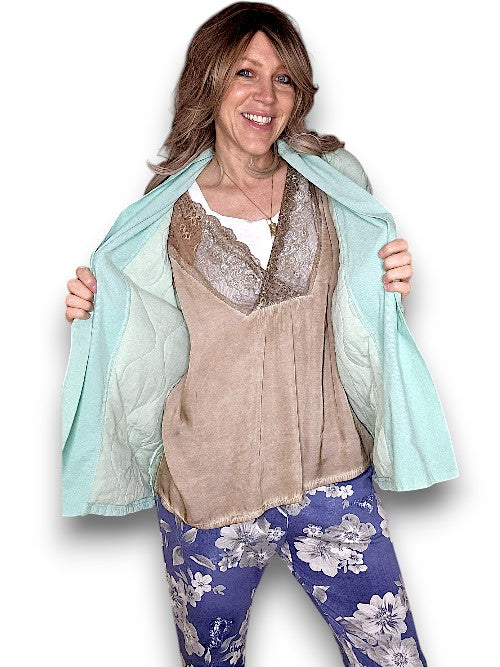 Pale Mint Quilted Wrap Jkt