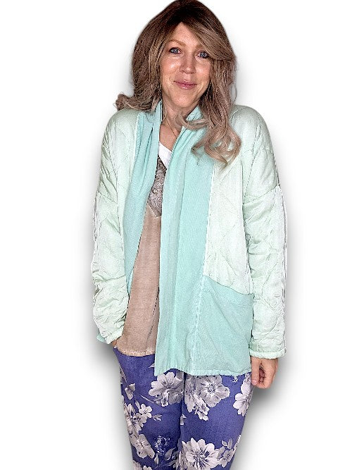 Pale Mint Quilted Wrap Jkt