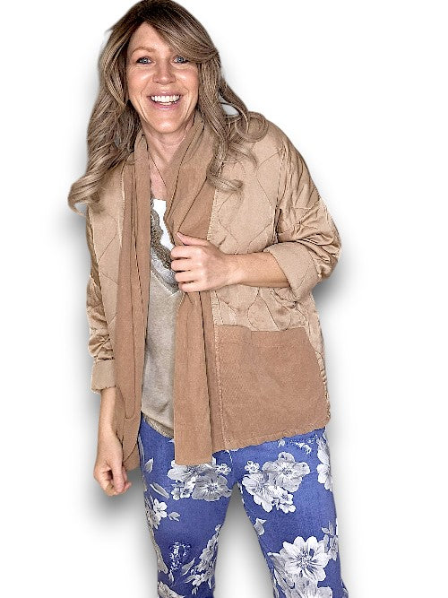 Caramel Quilted Wrap Jkt