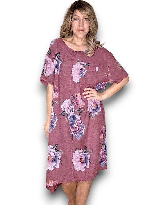 Plum Ombre Peony Easy Peasy T-Shape Dress
