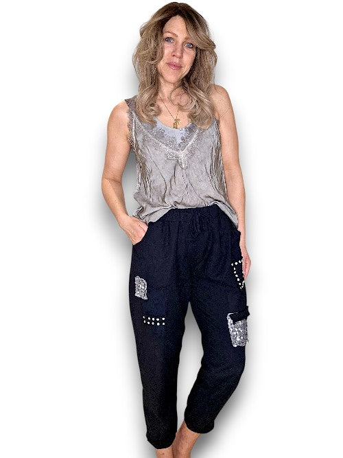 Black Diamond Pkt Linen/Cotton Pant