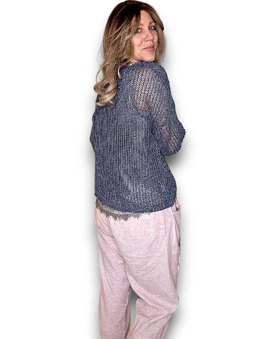 Charcoal Crewneck Long Sleeve Knit
