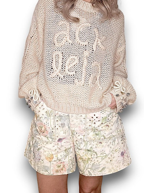 ACKLEJA Beige Pearl Sl Logo Knit