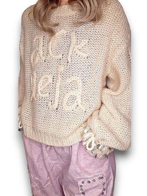 ACKLEJA Beige Pearl Sl Logo Knit