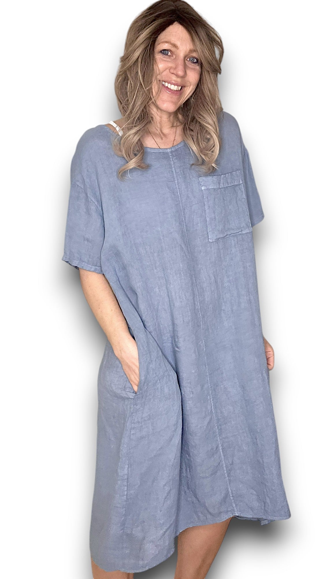 Petrol Plain Easy Peasy T-Shape Dress