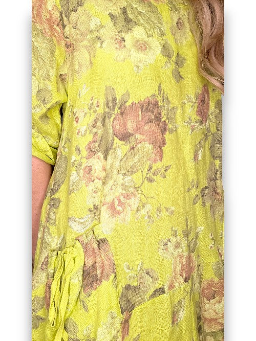 Limoncello Scarlett Rose Button Sleeve Maxi Dress