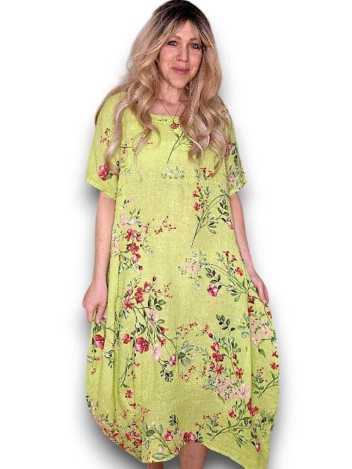 Limoncello Lingonberry Mid Sleeve Maxi Dress