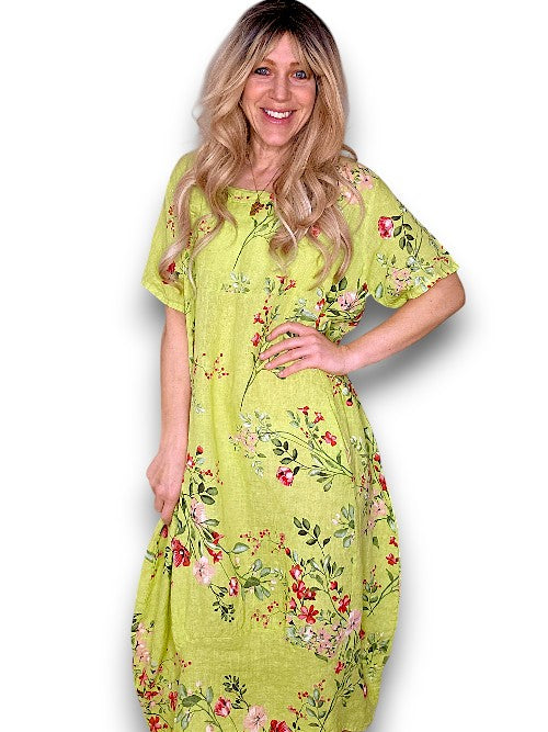 Limoncello Lingonberry Mid Sleeve Maxi Dress