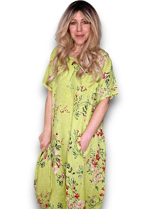 Limoncello Lingonberry Mid Sleeve Maxi Dress