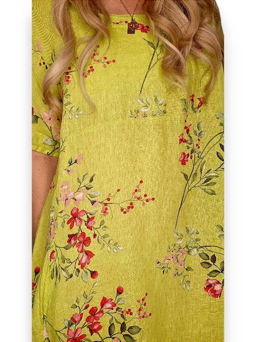 Limoncello Lingonberry Mid Sleeve Maxi Dress