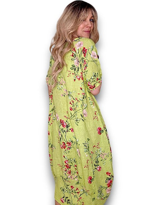Limoncello Lingonberry Mid Sleeve Maxi Dress