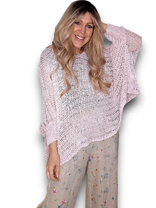 Baby Pink Crew Neck Boxy Knit
