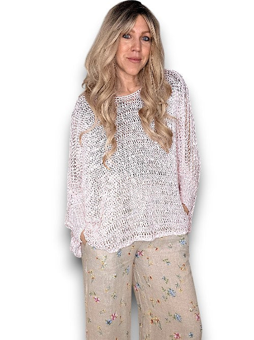 Baby Pink Crew Neck Boxy Knit
