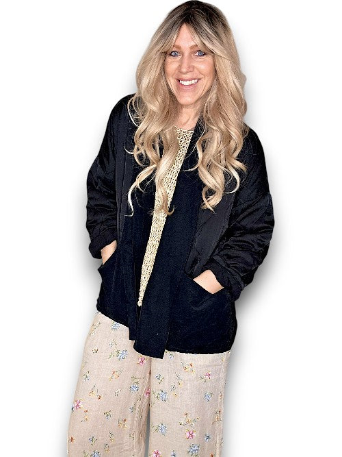 Black Quilted Wrap Jkt