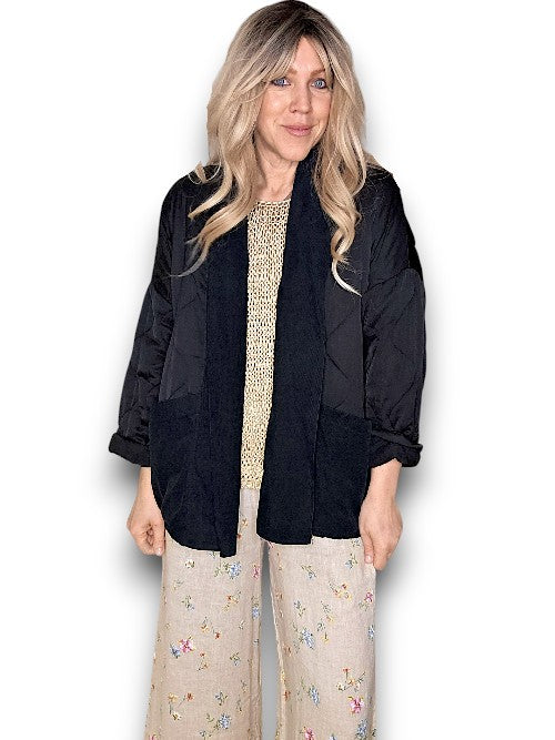 Black Quilted Wrap Jkt