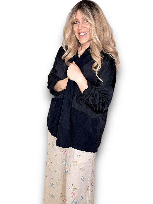 Black Quilted Wrap Jkt
