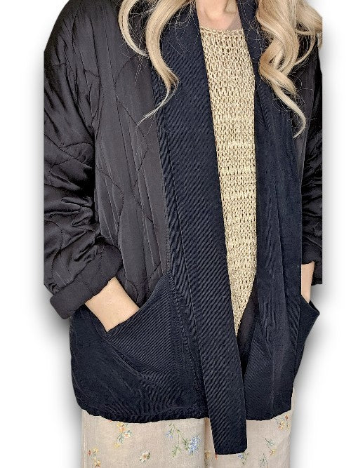 Black Quilted Wrap Jkt