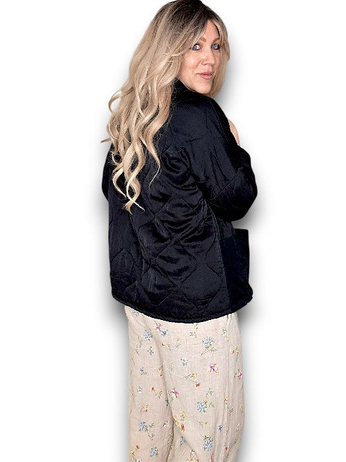 Black Quilted Wrap Jkt