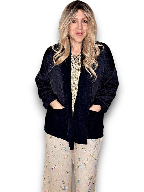 Black Quilted Wrap Jkt