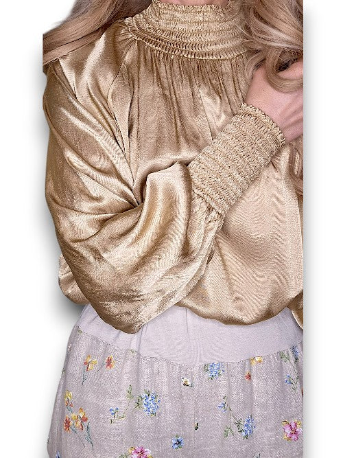 Caramel Silky Long Sleeve Top