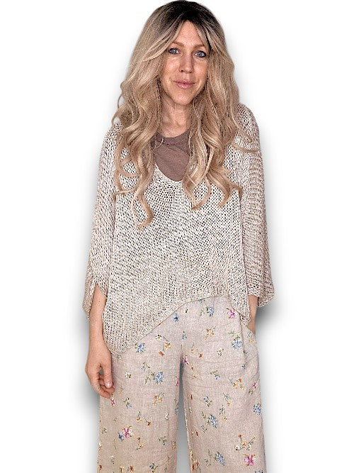 Beige Bat Sleeve Knit