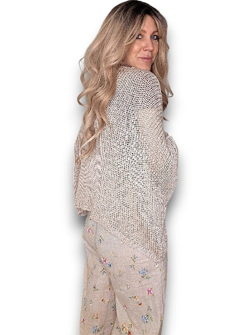 Beige Bat Sleeve Knit