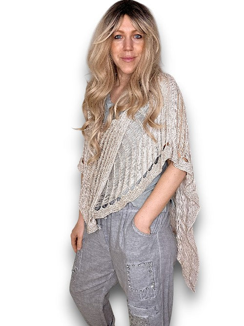 Beige Butterfly Knit Shawl