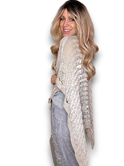 Beige Butterfly Knit Shawl