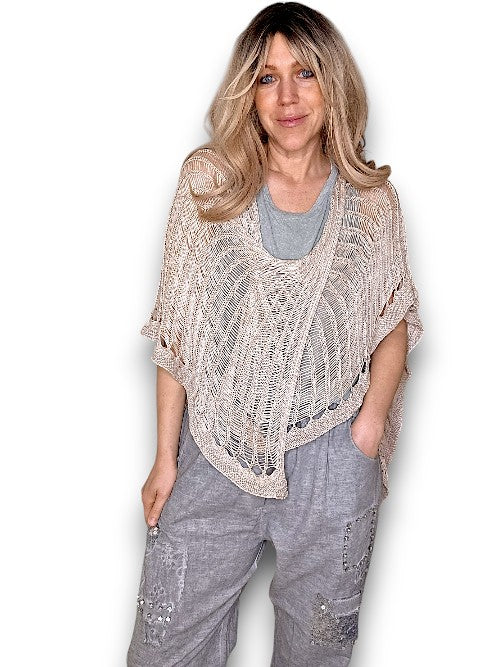 Beige Butterfly Knit Shawl