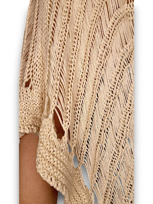 Beige Butterfly Knit Shawl