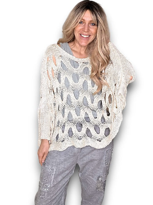 Vanilla Wave Hollow Boxy cuff knit