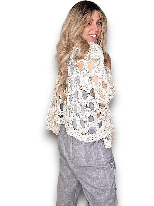 Vanilla Wave Hollow Boxy cuff knit
