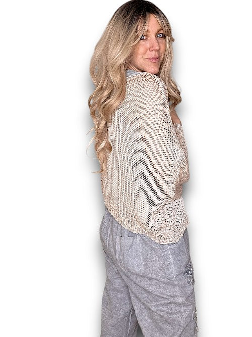 Beige/Copper Melange Glitter Ice Knit