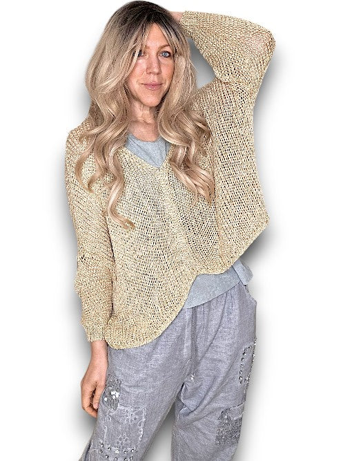 Gold Glitter Front Row knit