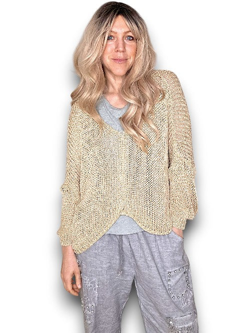 Gold Glitter Front Row knit