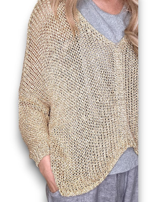 Gold Glitter Front Row knit