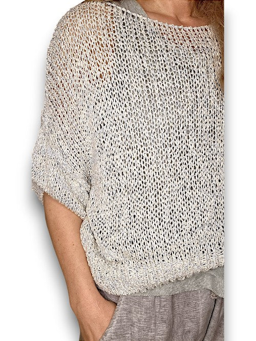 Baby Blue Melange Glitter Ice Knit