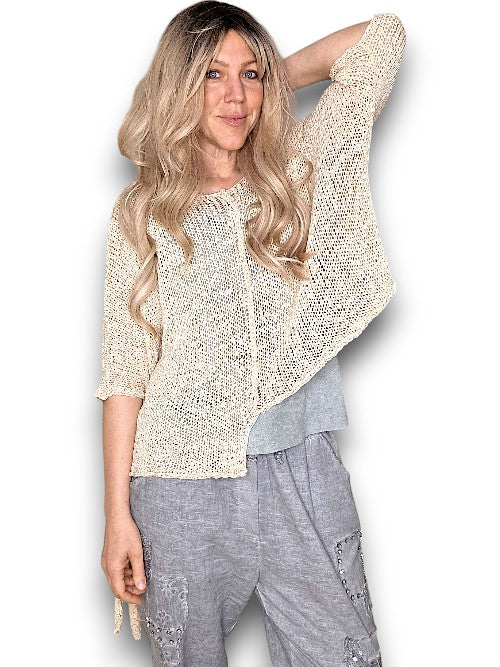 Oat Aysmmetrical Knit Top