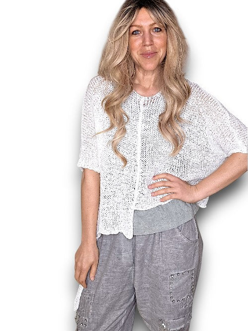White Aysmmetrical Knit Top