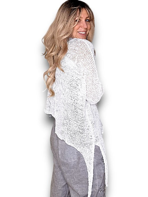 White Aysmmetrical Knit Top