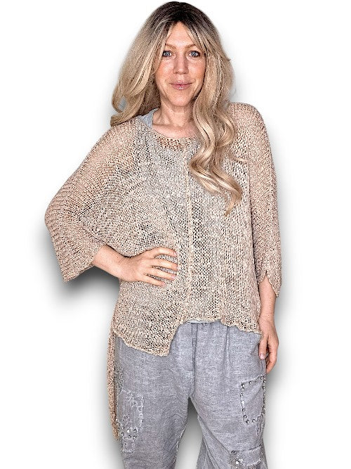 Mocha Aysmmetrical Knit Top