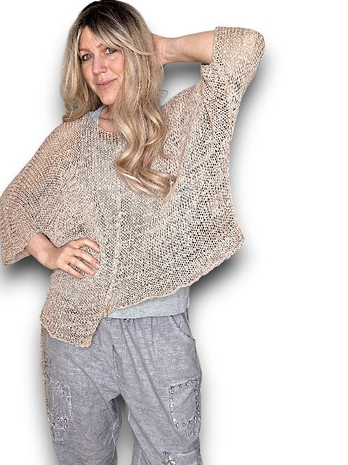 Mocha Aysmmetrical Knit Top