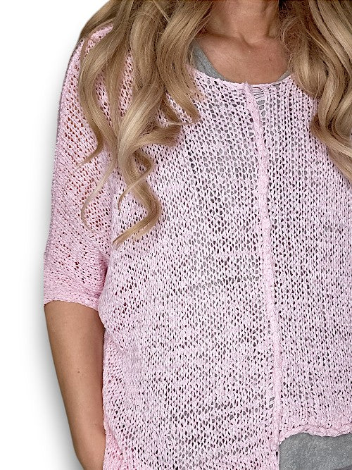 Bubblegum Pink Aysmmetrical Knit Top