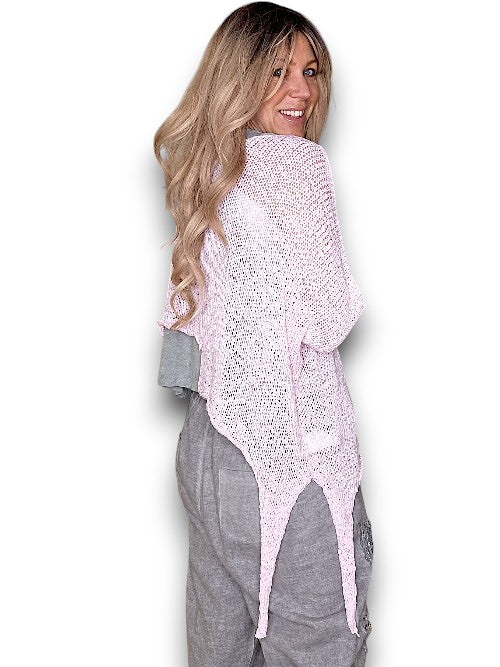 Bubblegum Pink Aysmmetrical Knit Top