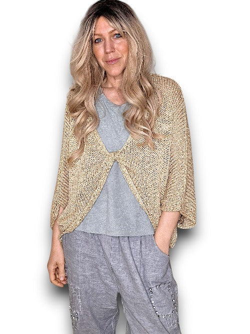 Gold Glitter Knot Knit Top