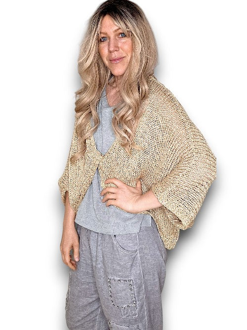 Gold Glitter Knot Knit Top