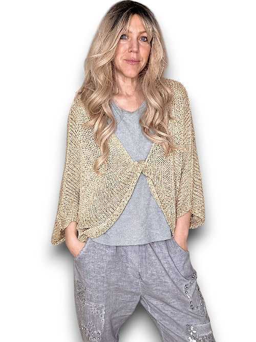 Gold Glitter Knot Knit Top